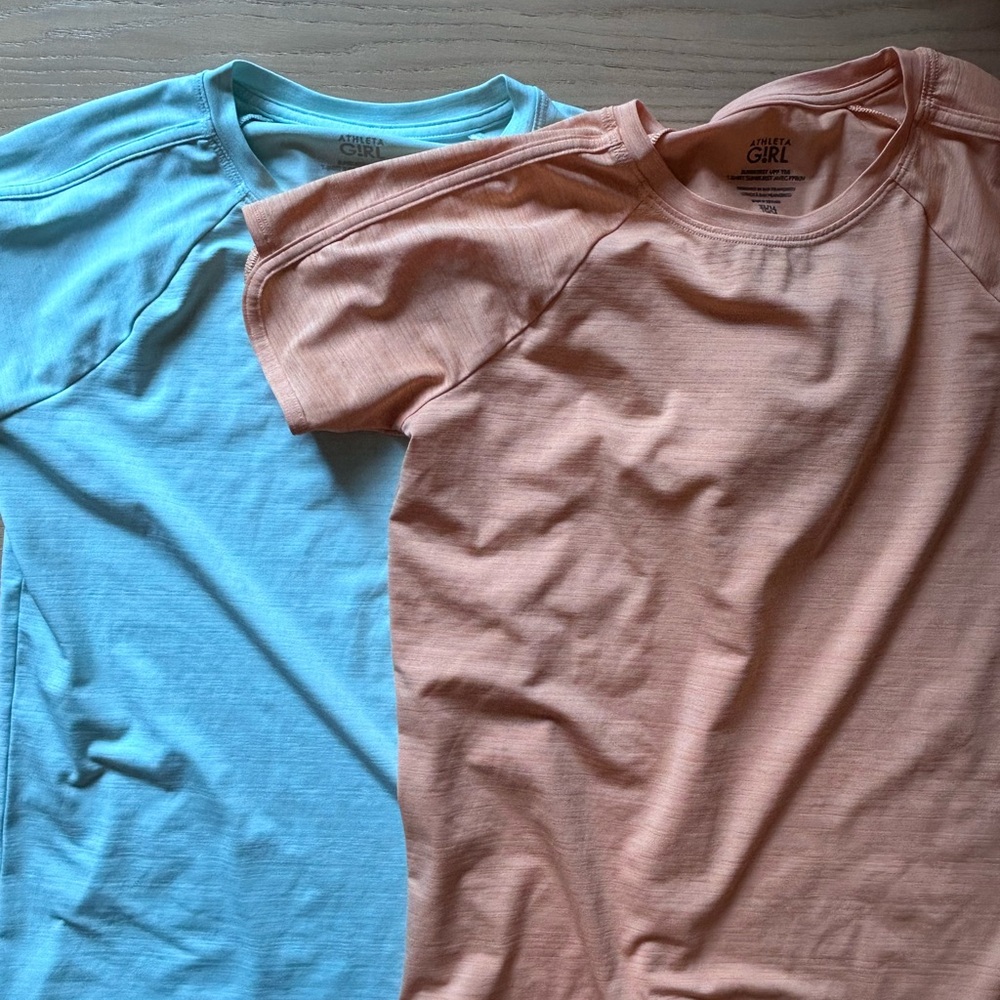 Athleta Girls Blue and Peach T-Shirts